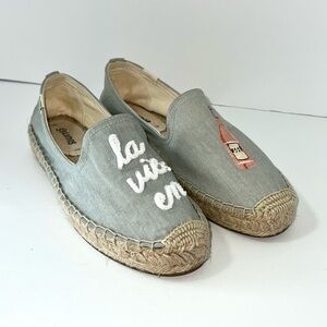 Women's Soludos "La Vie en Rosé" Espadrille Smoking Slipper, chambray, size 7.5